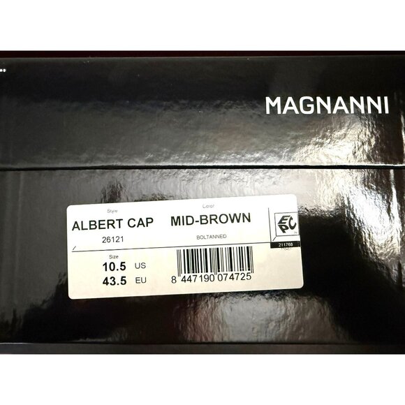 Magnanni Mens Brown Leather Low Top Lace Up Albert Cap Toe Sneaker Sz 10.5 M New - Picture 7 of 14